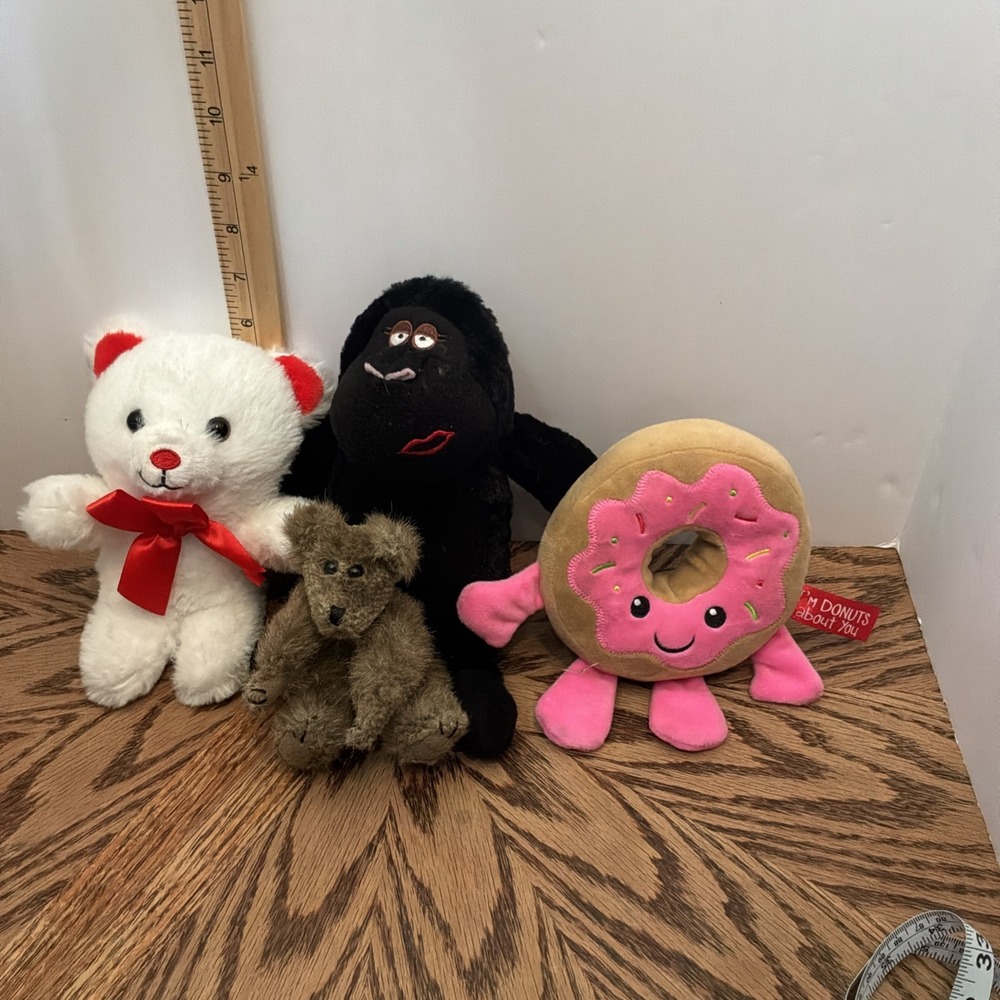 Valentines Day Various Gifts Lot Stuffed Bear Donut‎ Bear Ribbon KISS Monkey